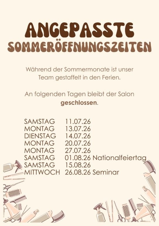 Coiffure Estetica-Sommeröffnungszeiten-2026